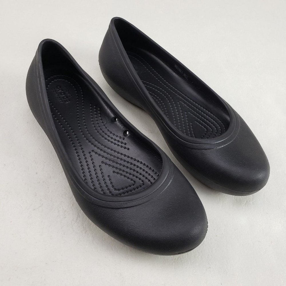 Crocs At Work Black Flat Womens 9 Slip On Slip Resistant Comfort Shoe 205074